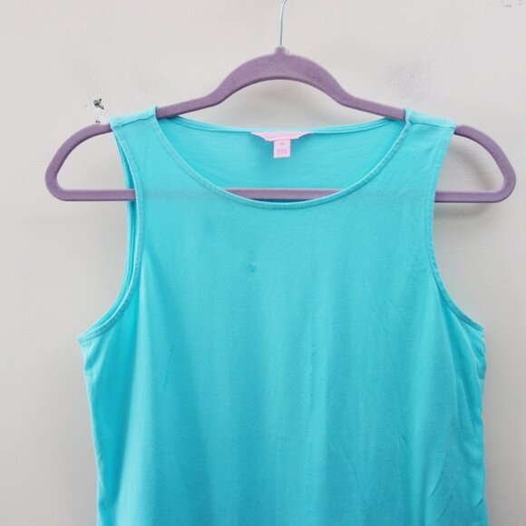 Lily Pulitzer Shorley Blue Eyelet Lace Hem Tank Top (M) - Picture 3 of 7